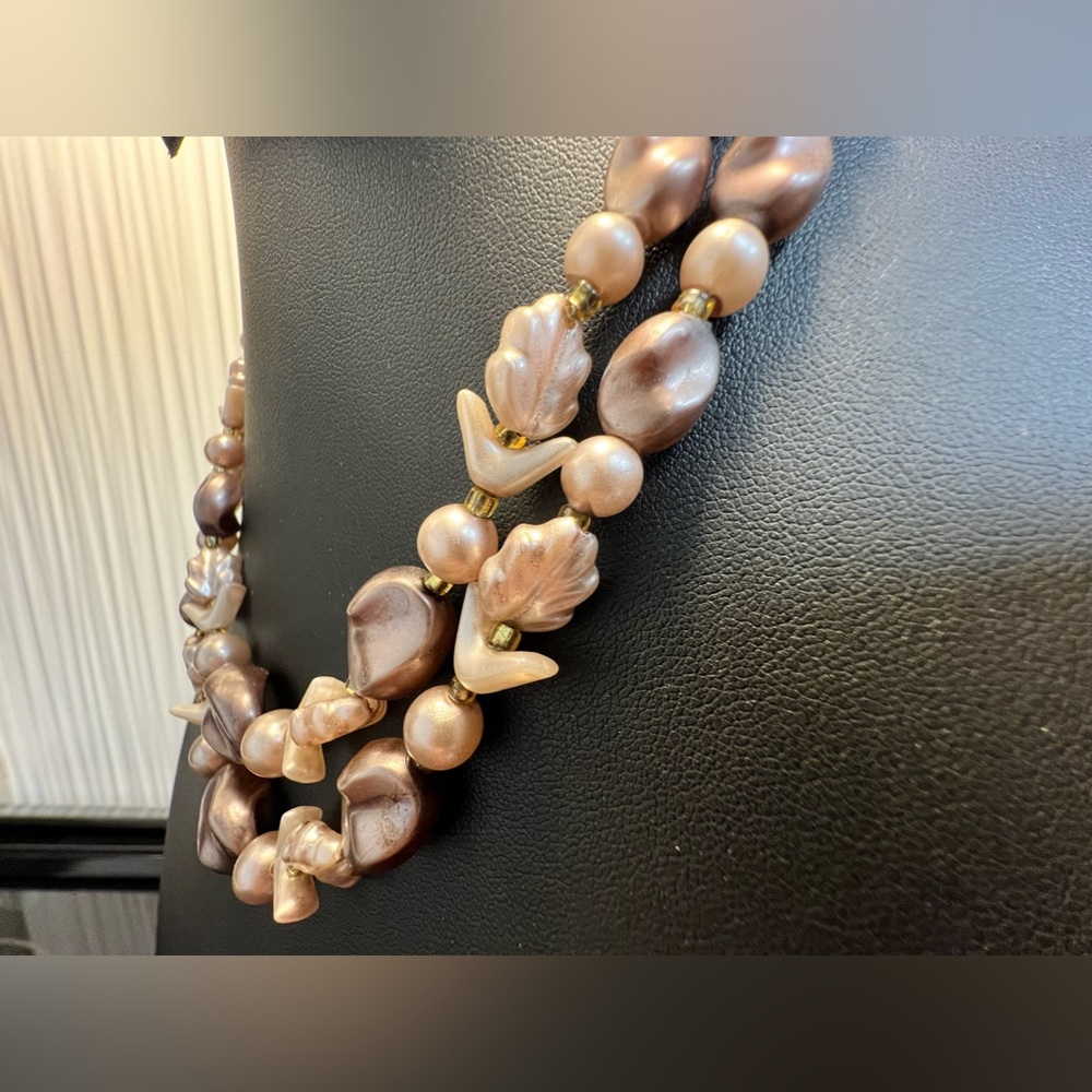 Two Strand Beaded Faux Pearl Necklace